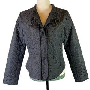 David Brooks Petite Black Cropped Quilted Puffer Jacket Lightweight Size 8P